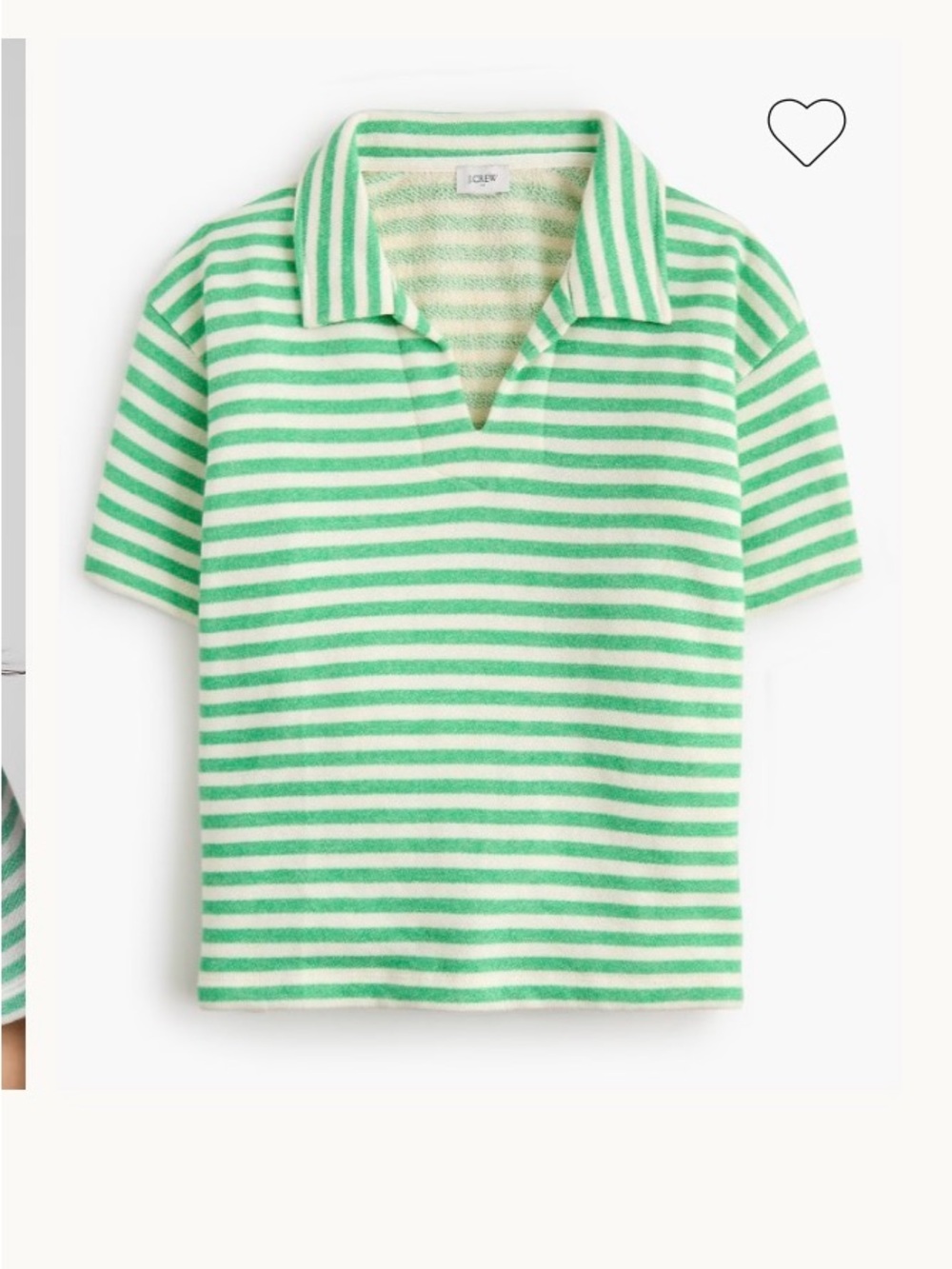 J. Crew Green and White Striped Polo Tee